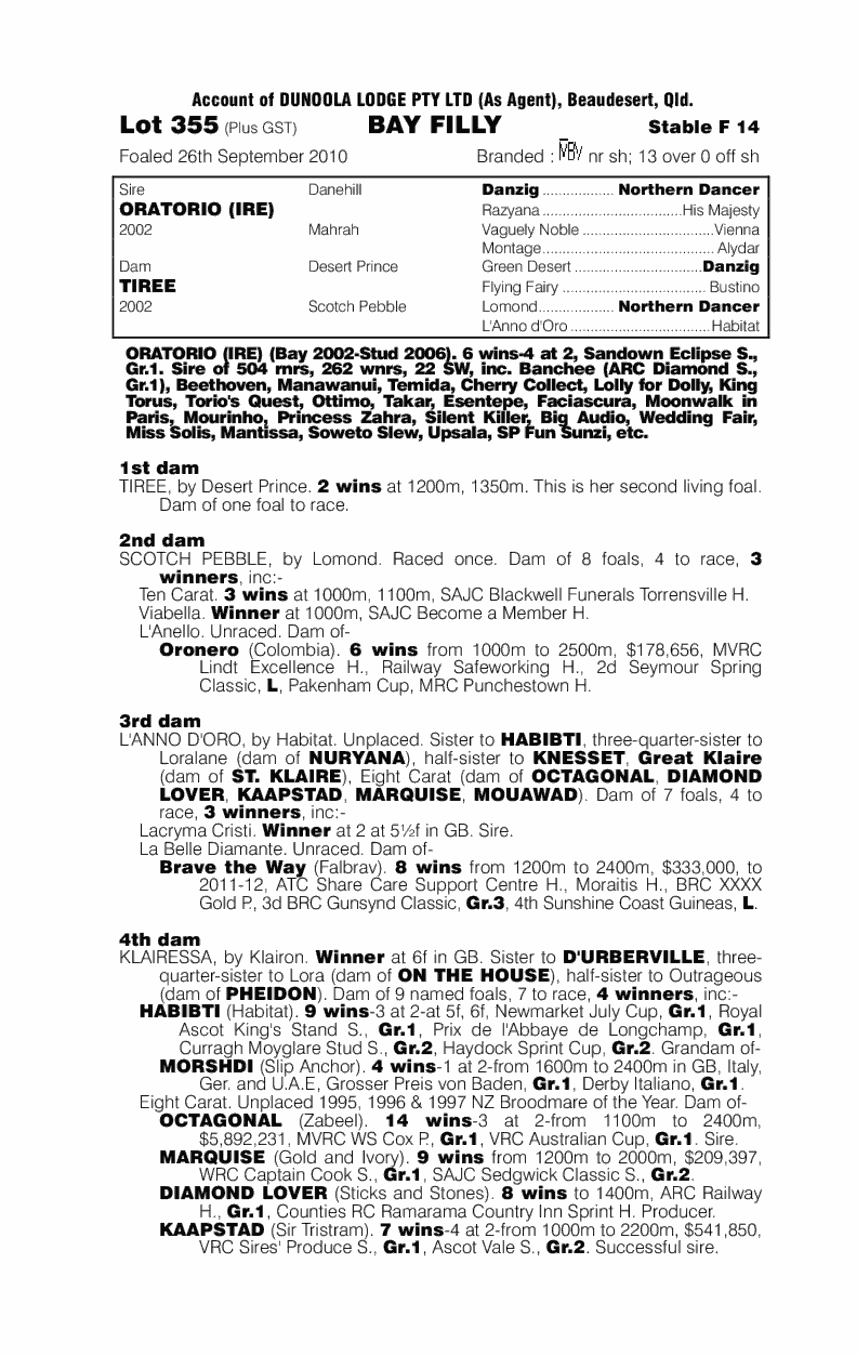 Tiree Times A Lady - pedigree