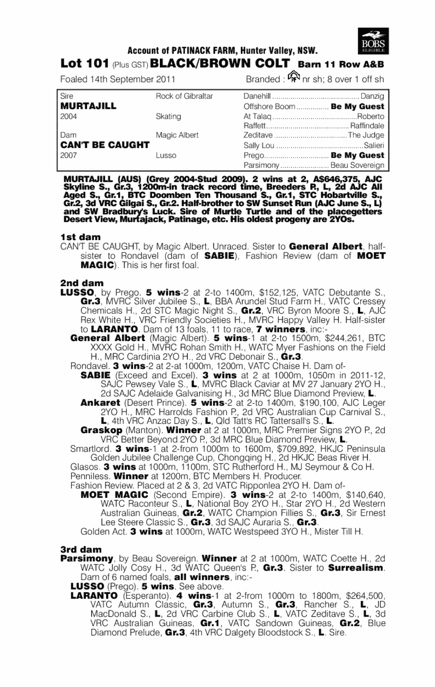 Murtajill (AUS) / Can't Be Caught (AUS) - pedigree