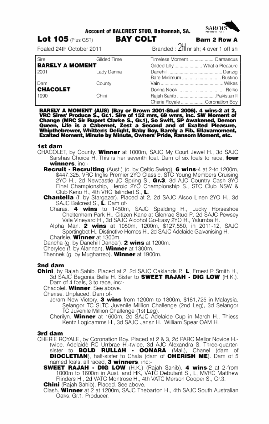 Chambray (AUS) - pedigree