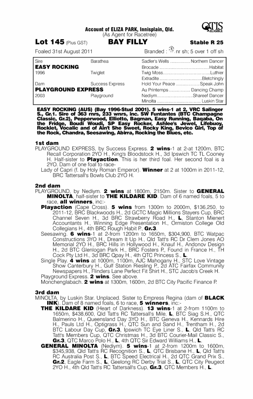 Easy Rocking (AUS) / Playground Express (AUS) - pedigree