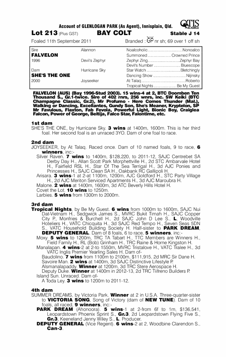 Falvelon (AUS) / She's The One (AUS) - pedigree