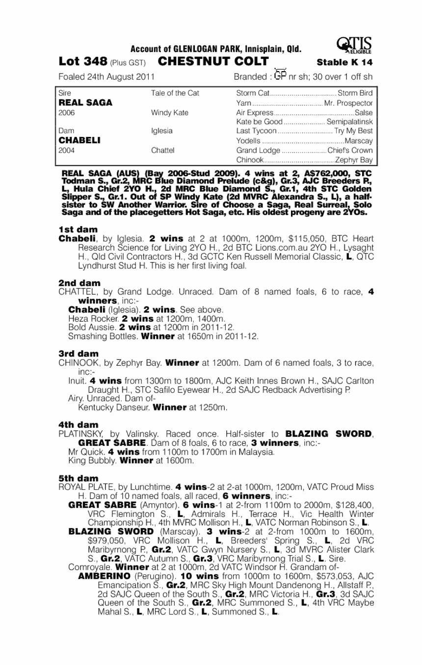 Another Saga (AUS) - pedigree