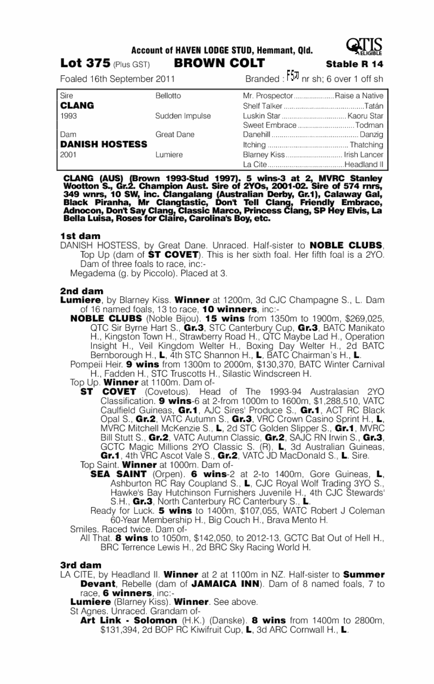 Deputy Sheriff (AUS) - pedigree