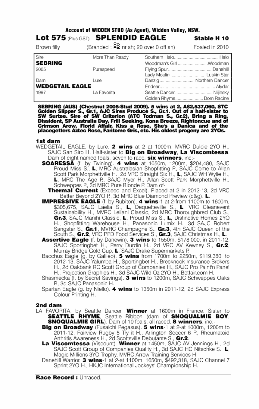 Splendid Eagle (AUS) - pedigree