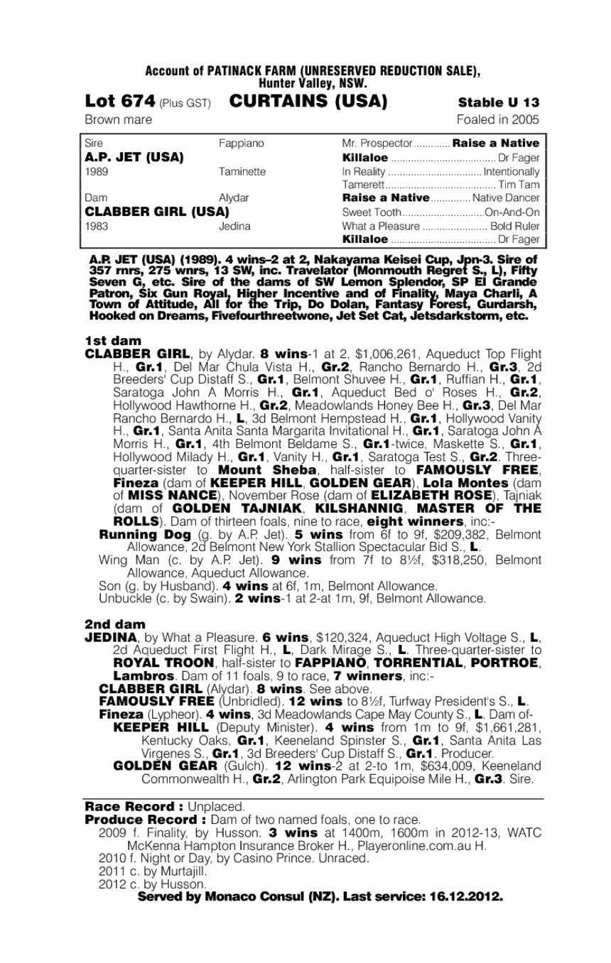 Curtains (USA) - pedigree