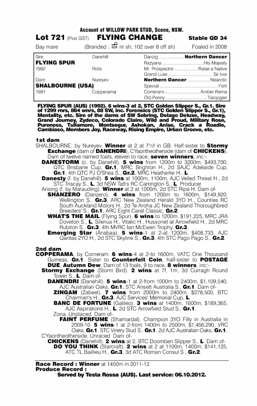 Flying Change - pedigree