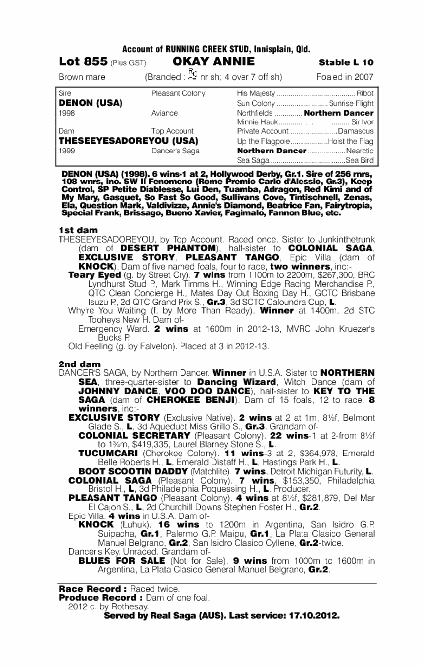 Okay Annie - pedigree