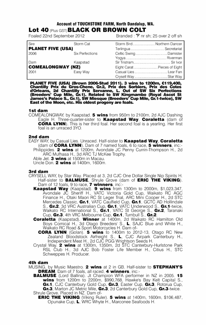 Planet Five (USA) / Comealongway (NZ) - pedigree