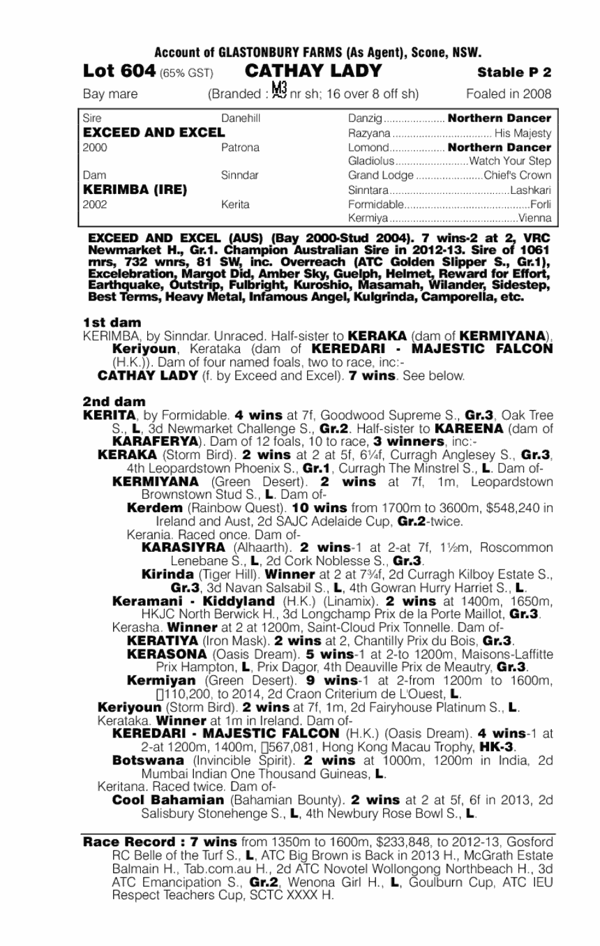 Cathay Lady (AUS) - pedigree
