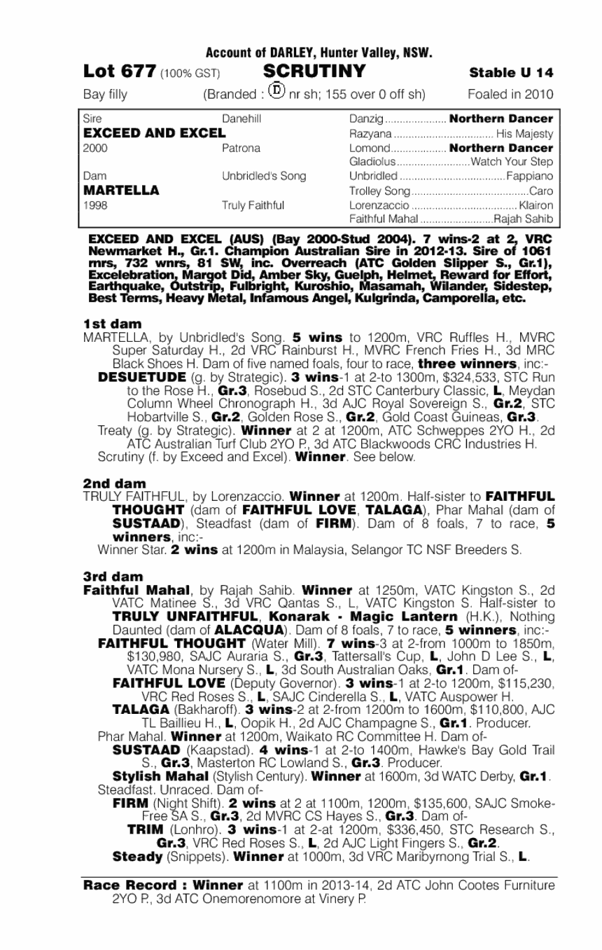 Scrutiny (AUS) - pedigree