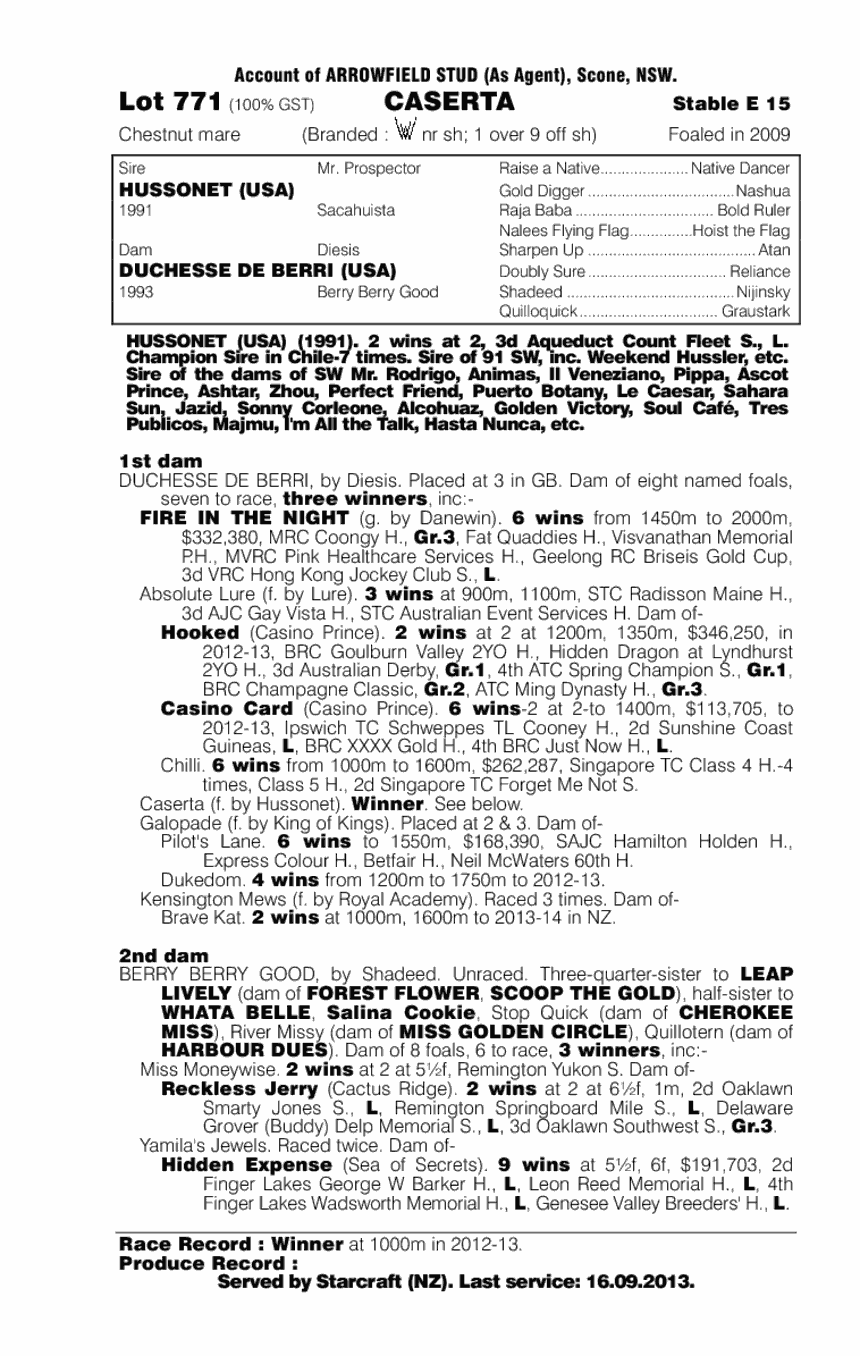 Caserta (AUS) - pedigree