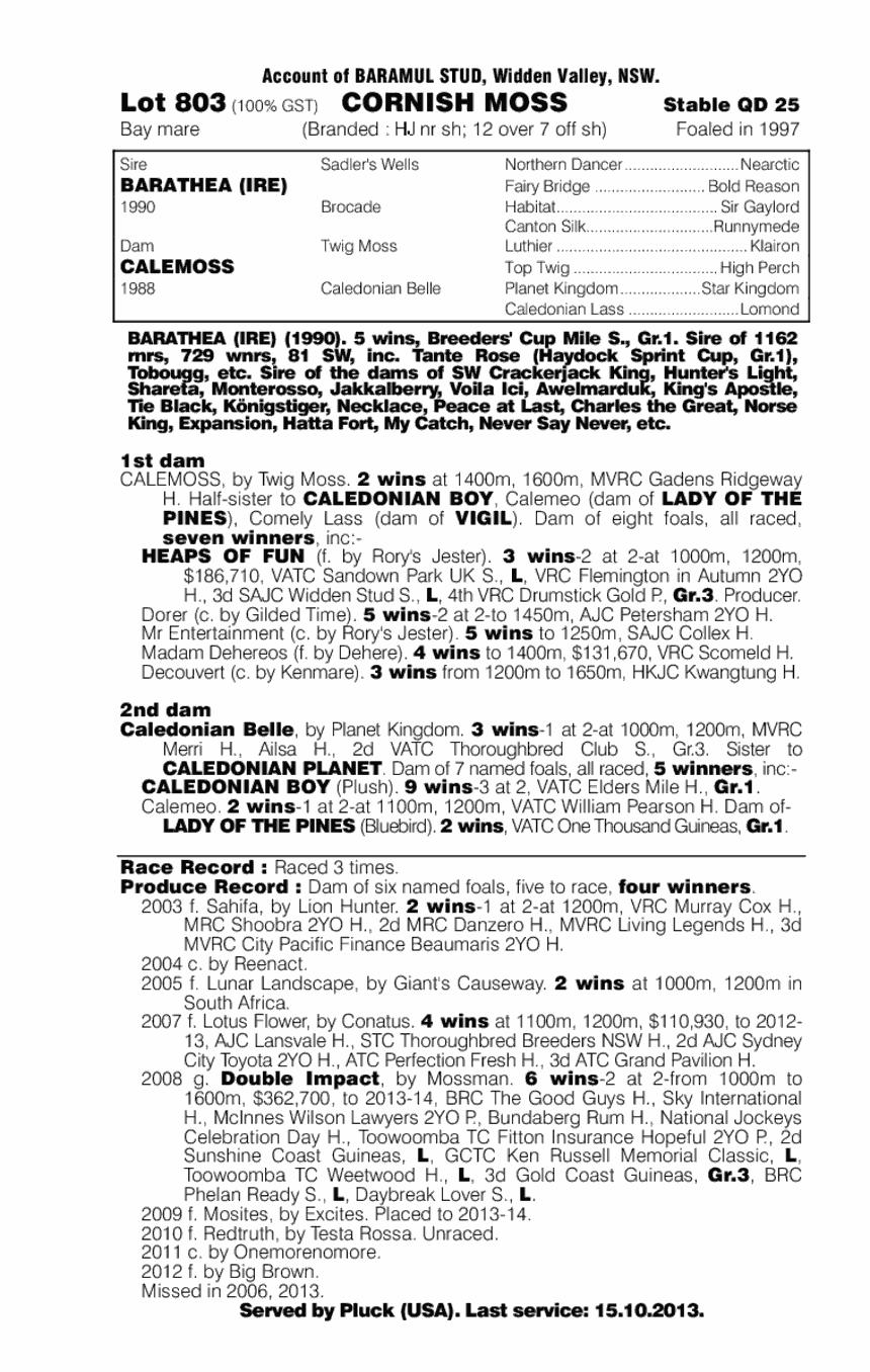 Cornish Moss (AUS) - pedigree