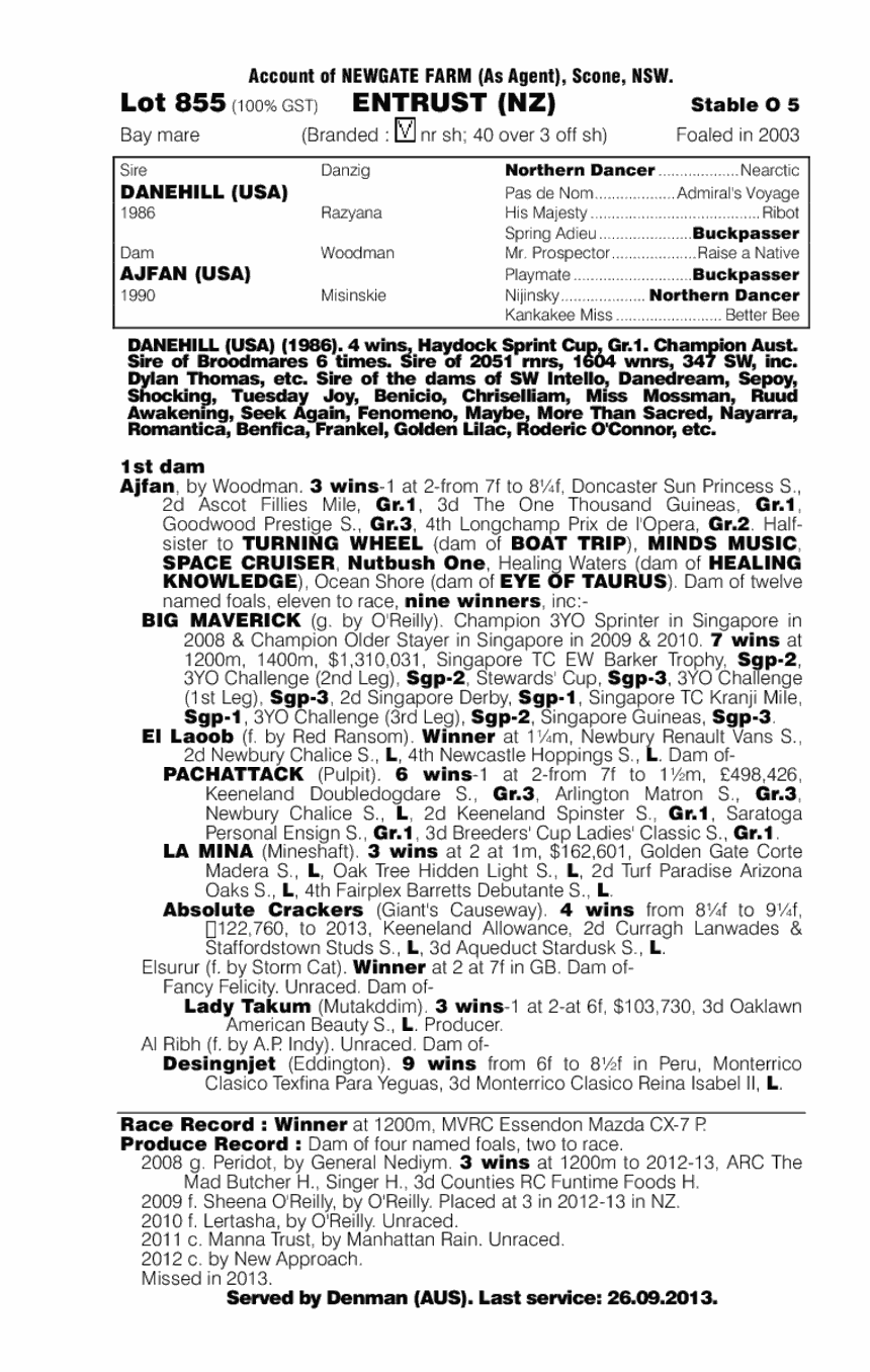 Entrust (NZ) - pedigree