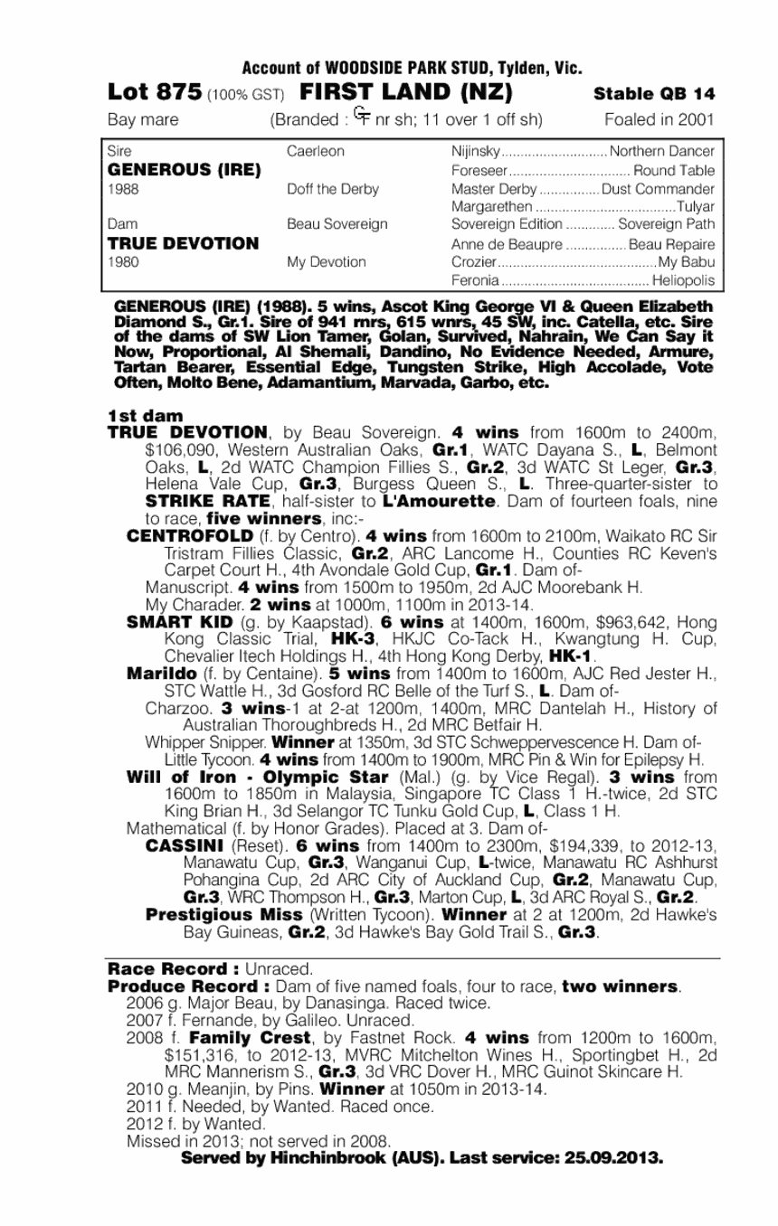 First Land (NZ) - pedigree
