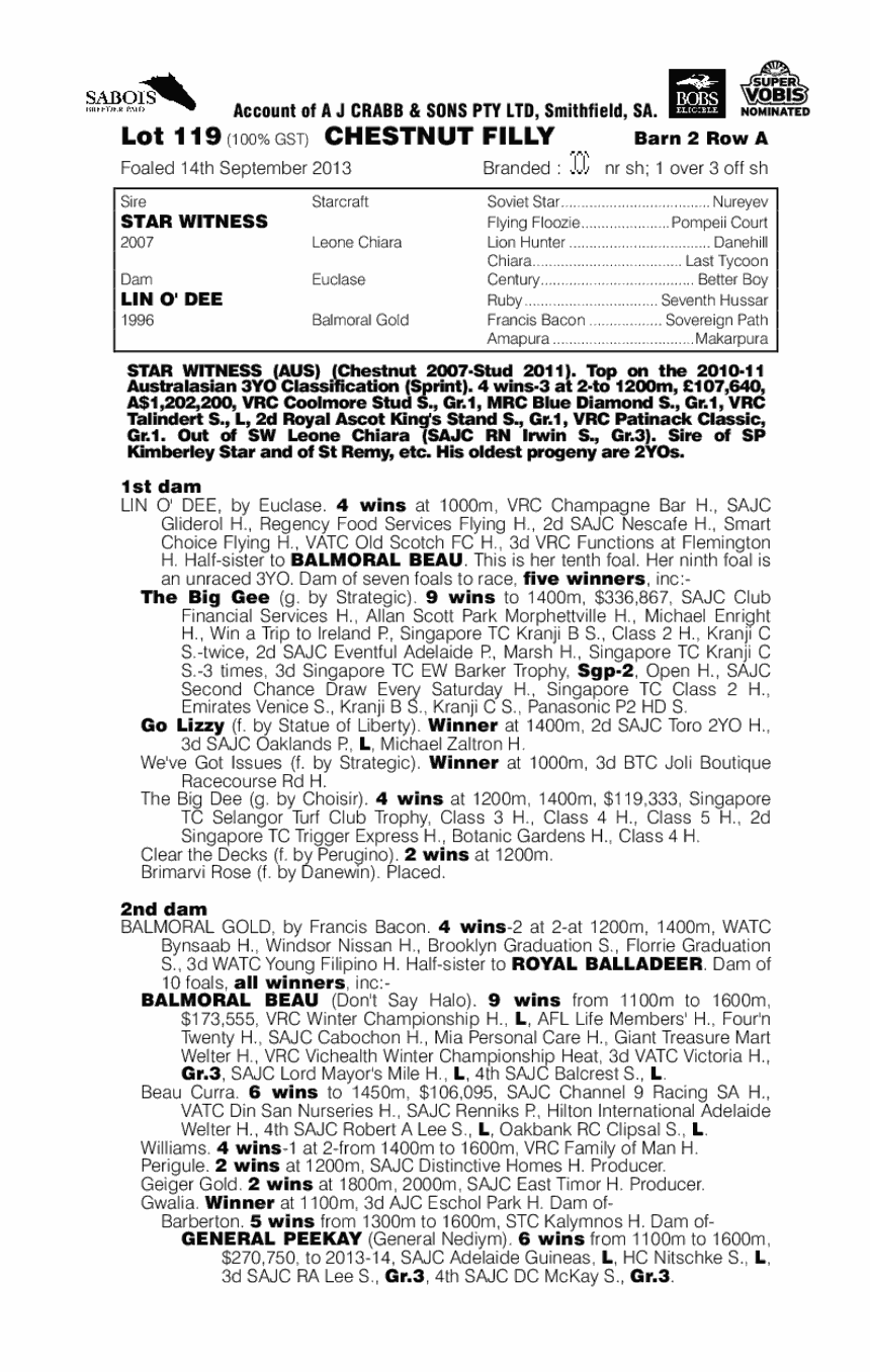 Star Witness (AUS) / Lin o' Dee (AUS) - pedigree