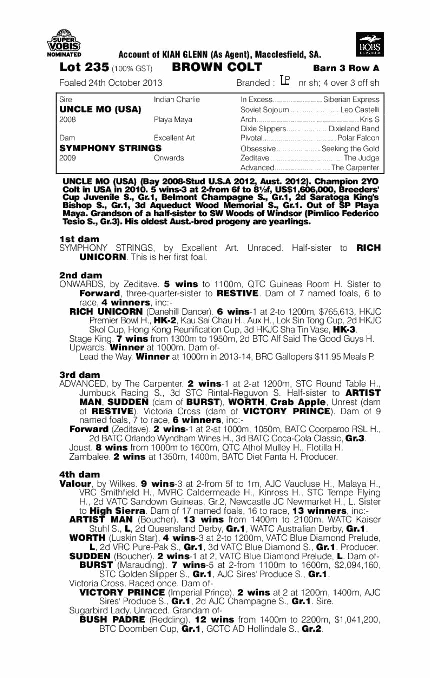Uncle Mo (USA) / Symphony Strings (AUS) - pedigree