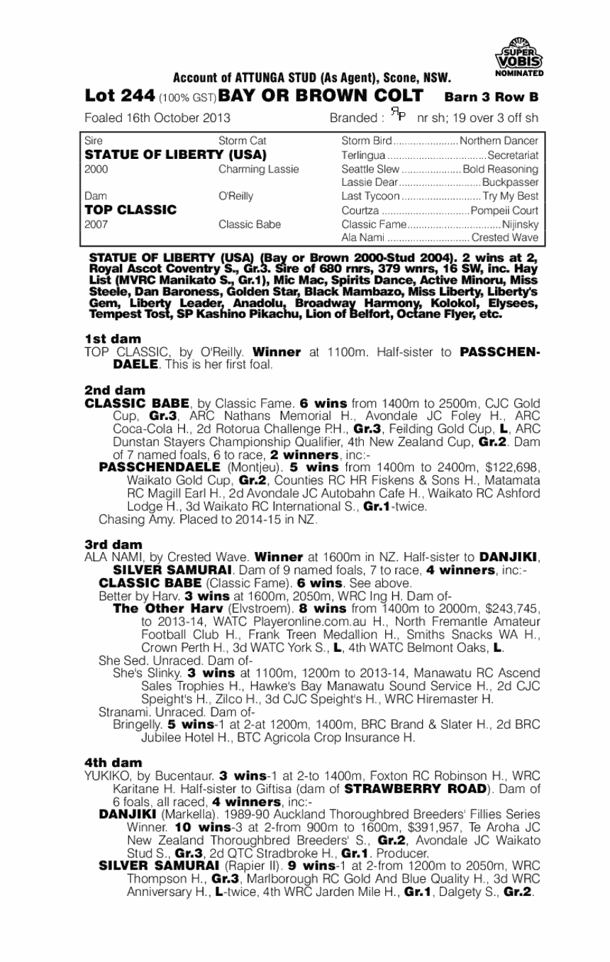 Burgundy Classic (AUS) - pedigree