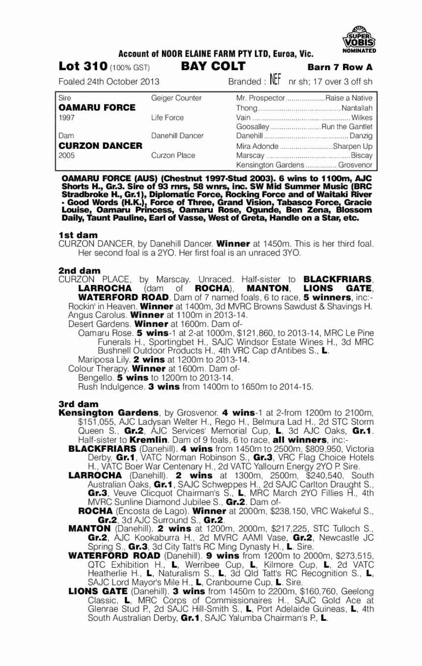 Scarborough Fair (AUS) - pedigree