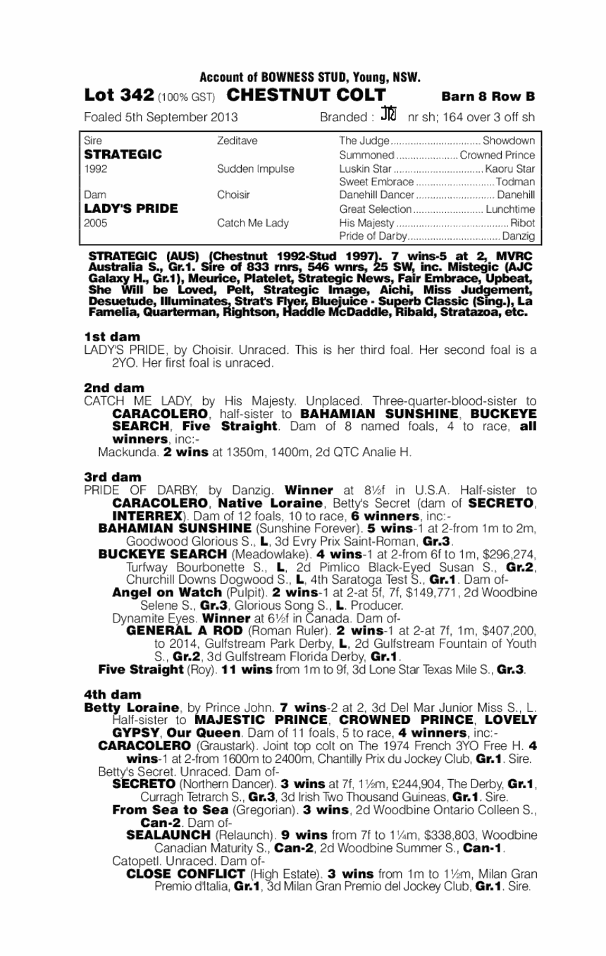 Strategic (AUS) / Lady's Pride (AUS) - pedigree
