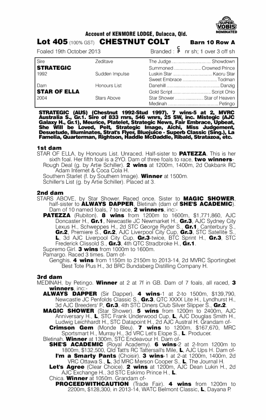 Strategic (AUS) / Star of Ella (AUS) - pedigree
