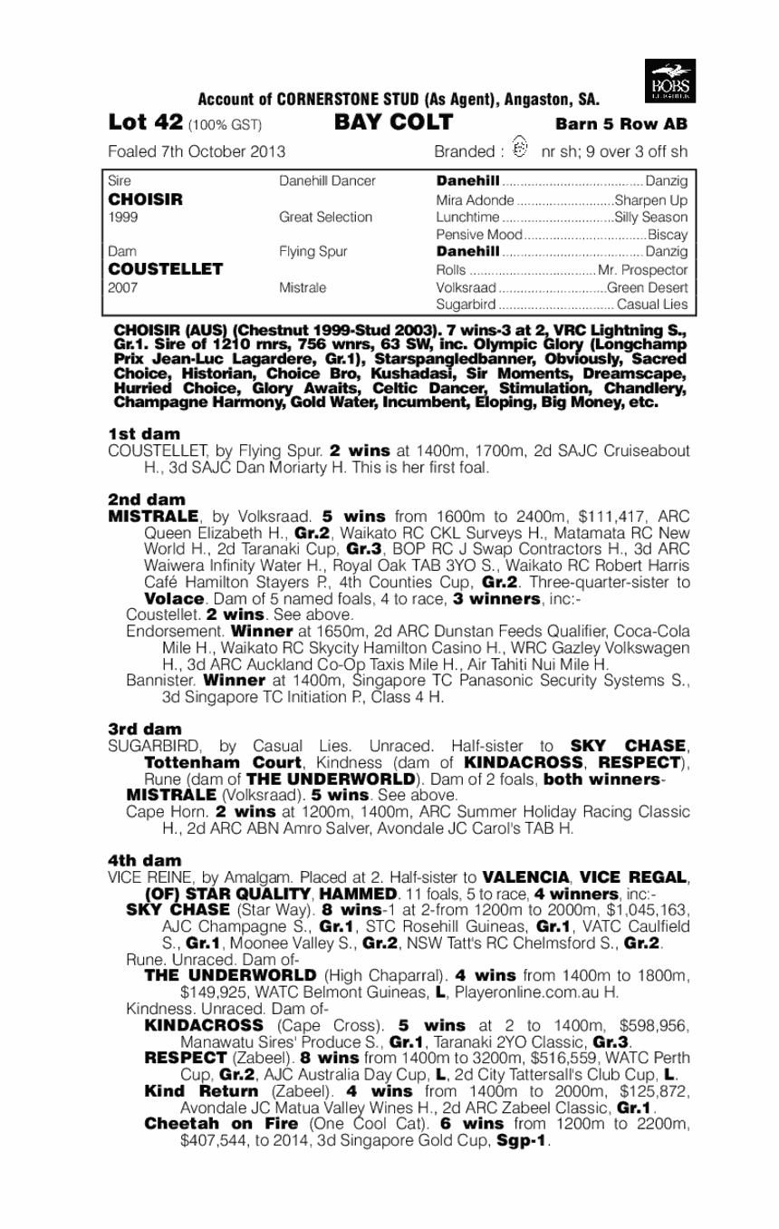 Choisir (AUS) / Coustellet (AUS) - pedigree