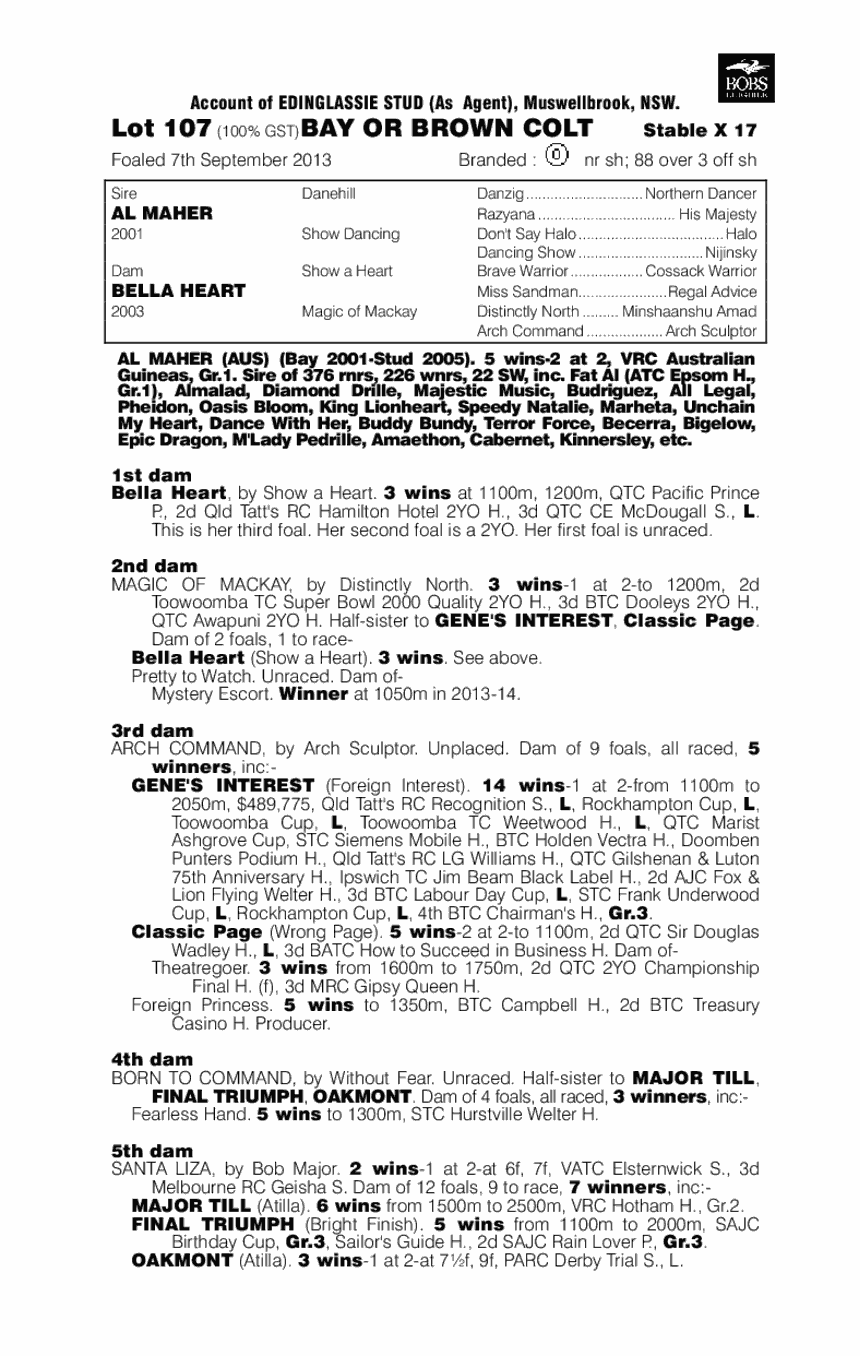 Al Maher (AUS) / Bella Heart (AUS) - pedigree