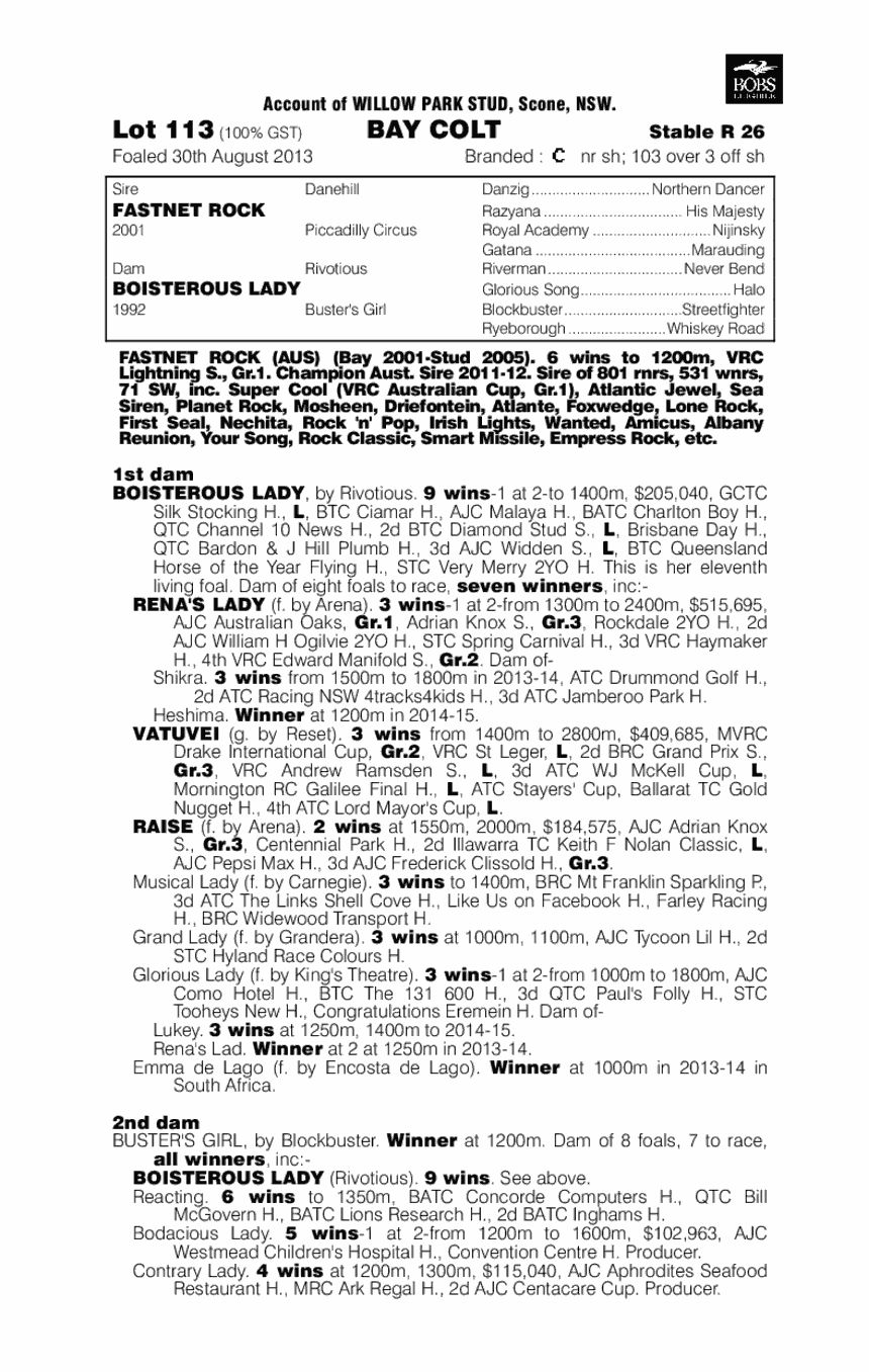 Tumultuous (AUS) - pedigree