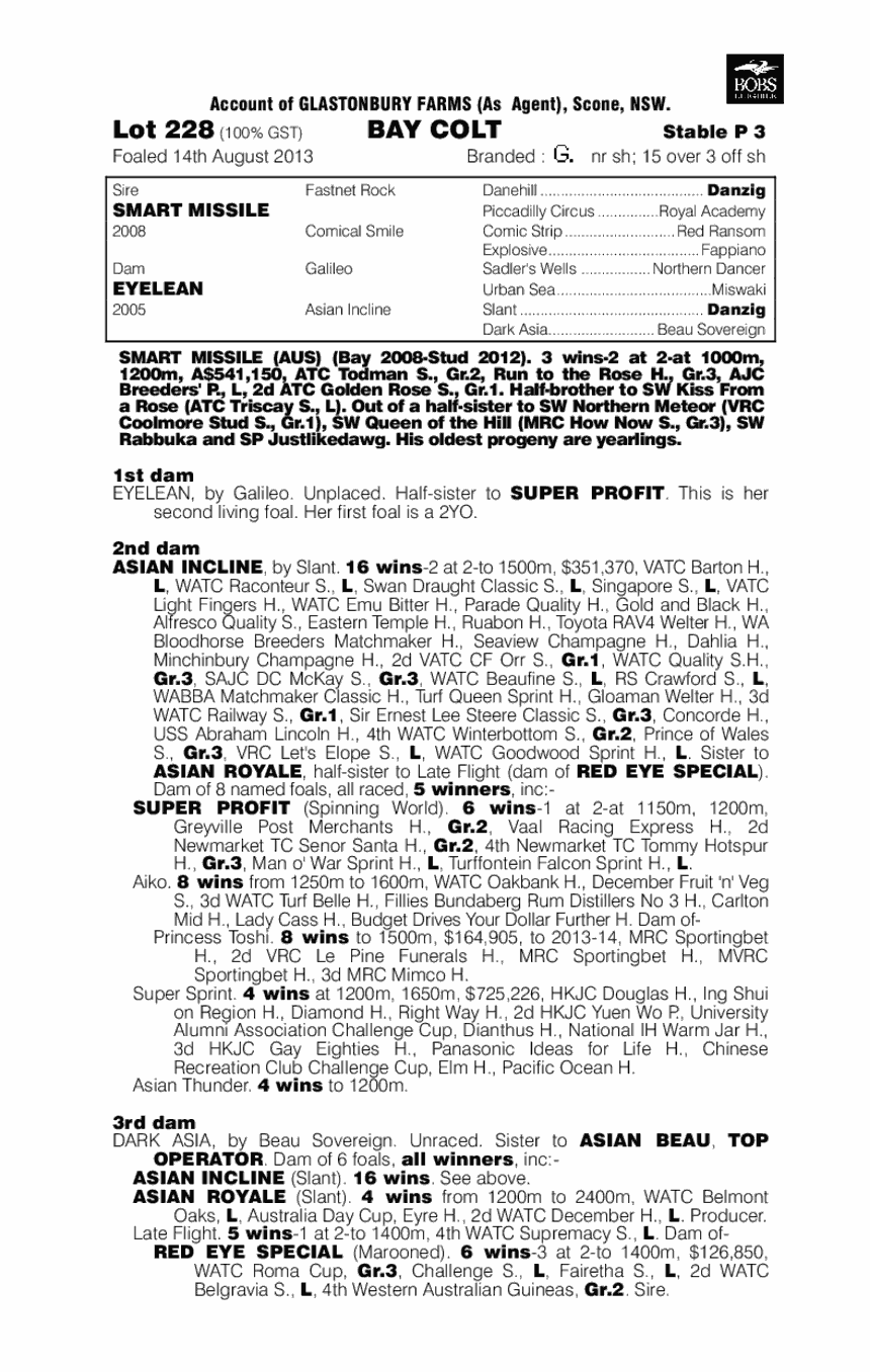 Smart Missile (AUS) / Eyelean (AUS) - pedigree