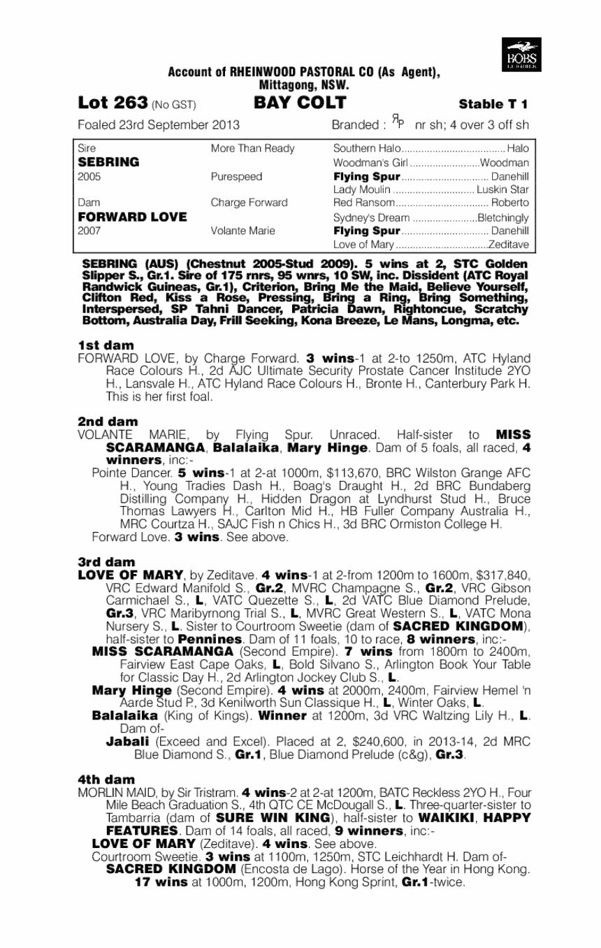 Gravitate (AUS) - pedigree