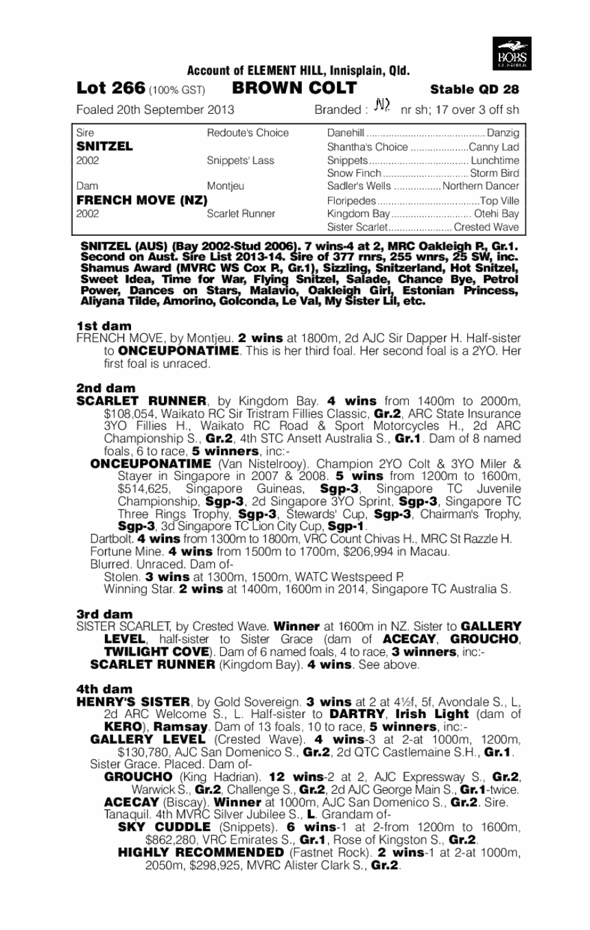 French Snitzel (AUS) - pedigree