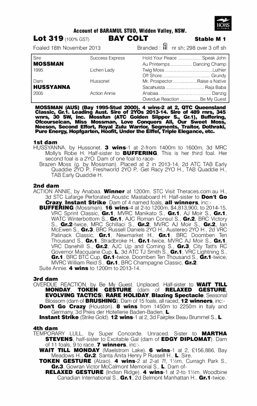 Mossman (AUS) / Hussyanna (AUS) - pedigree
