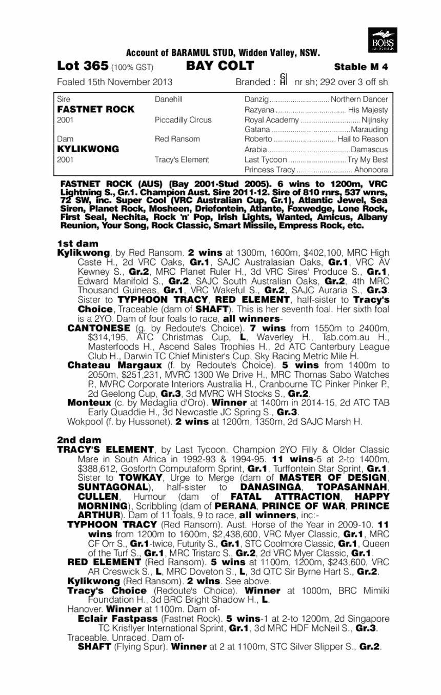 Fastnet Rock (AUS) / Kylikwong (AUS) - pedigree
