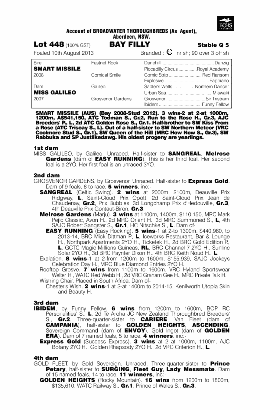 Smart Missile (AUS) / Miss Galileo (AUS) - pedigree