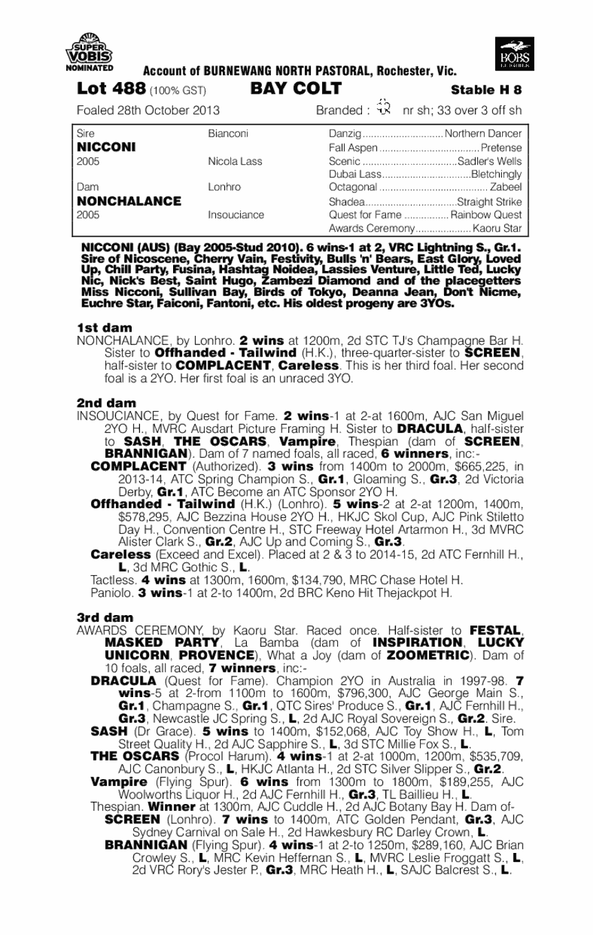 Niccolance (AUS) - pedigree
