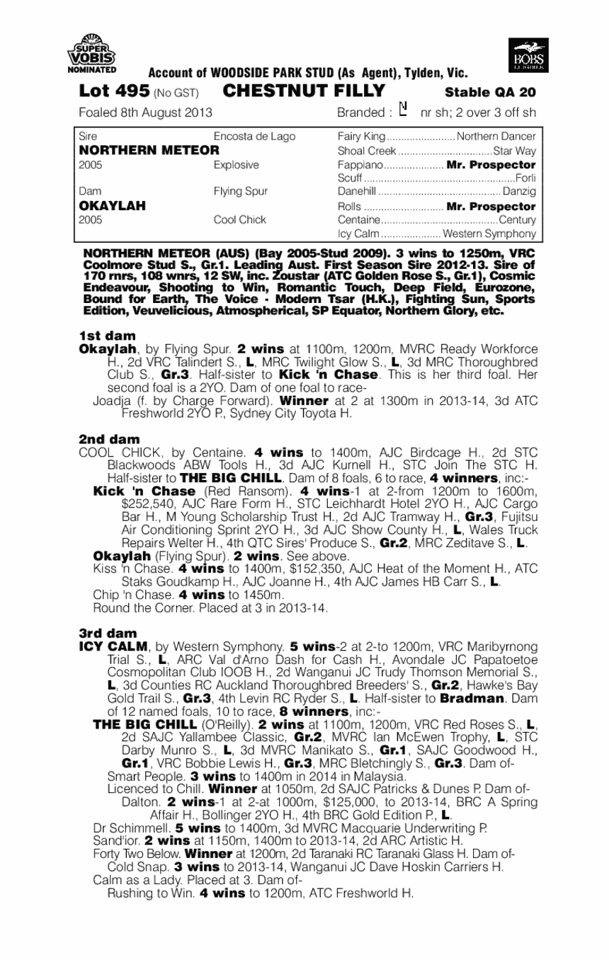 Northern Meteor (AUS) / Okaylah (AUS) - pedigree