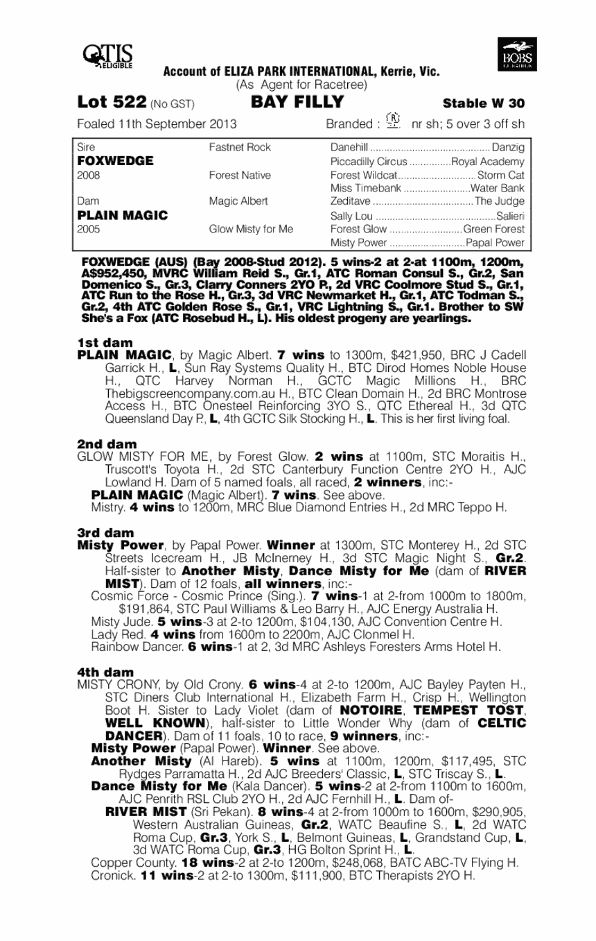 She's A Foxy Lady (AUS) - pedigree