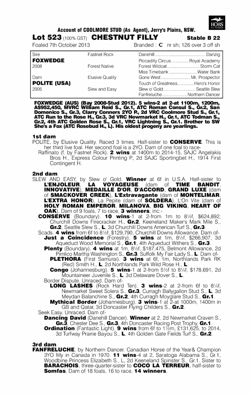 Pleasantries (AUS) - pedigree