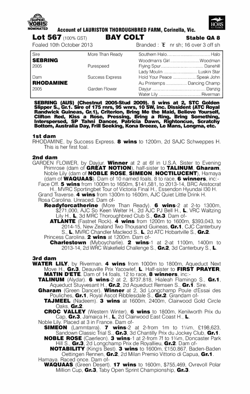 Vapors (AUS) - pedigree