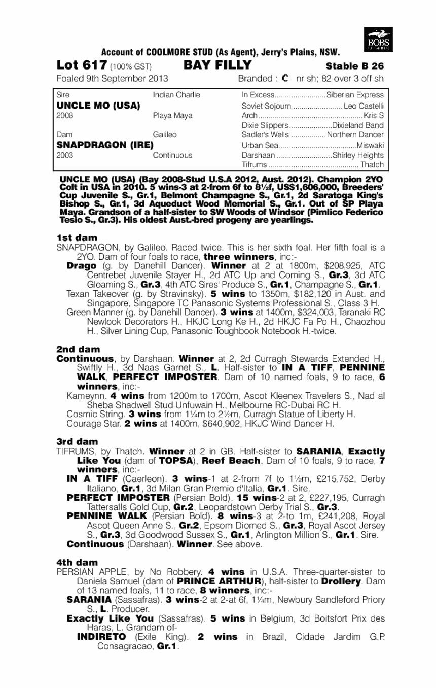 Uncle Mo (USA) / Snapdragon (IRE) - pedigree
