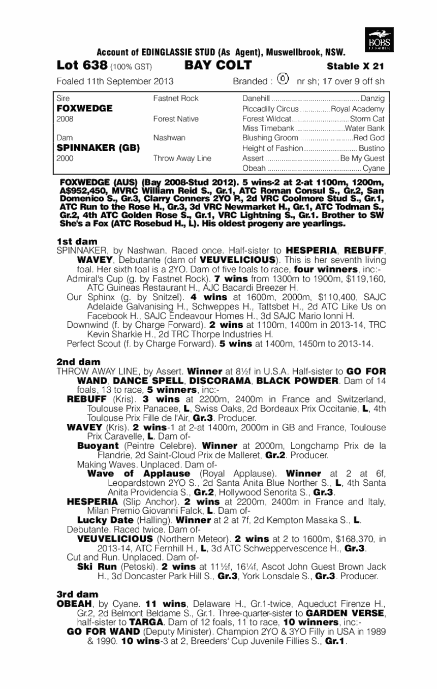 Chain Shot (AUS) - pedigree