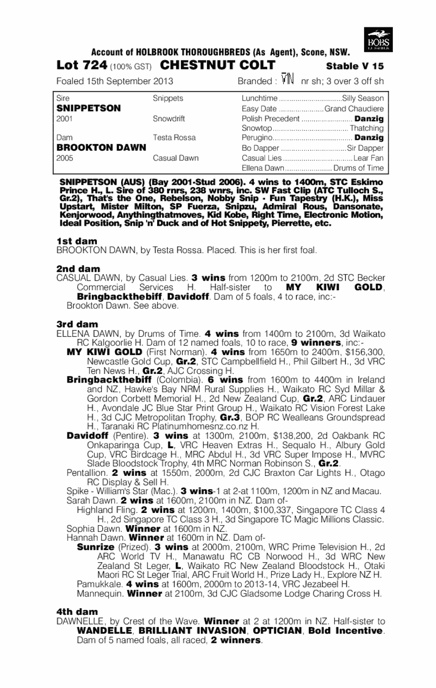 Snippetson (AUS) / Brookton Dawn (AUS) - pedigree