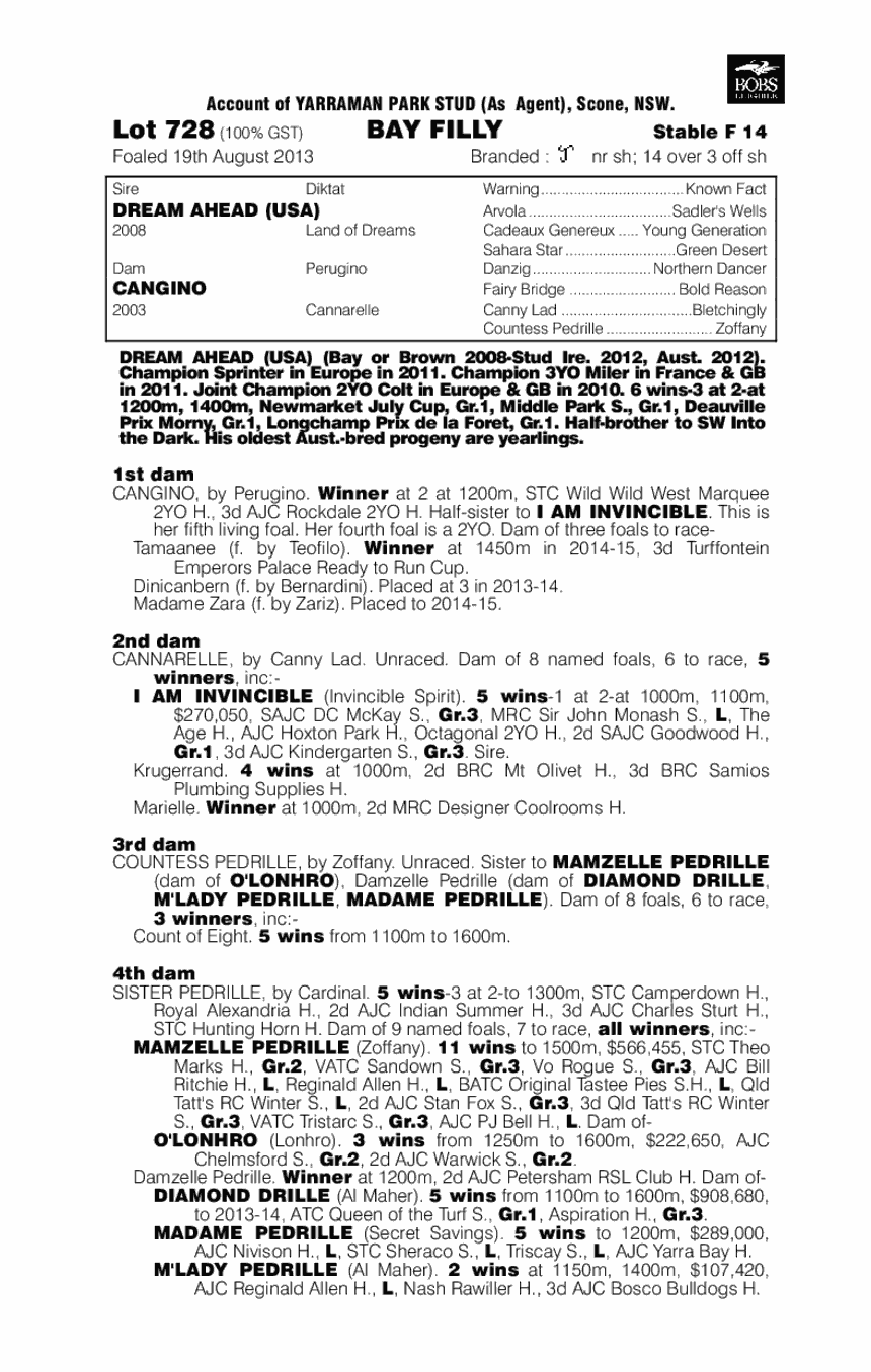 Can Dream (AUS) - pedigree