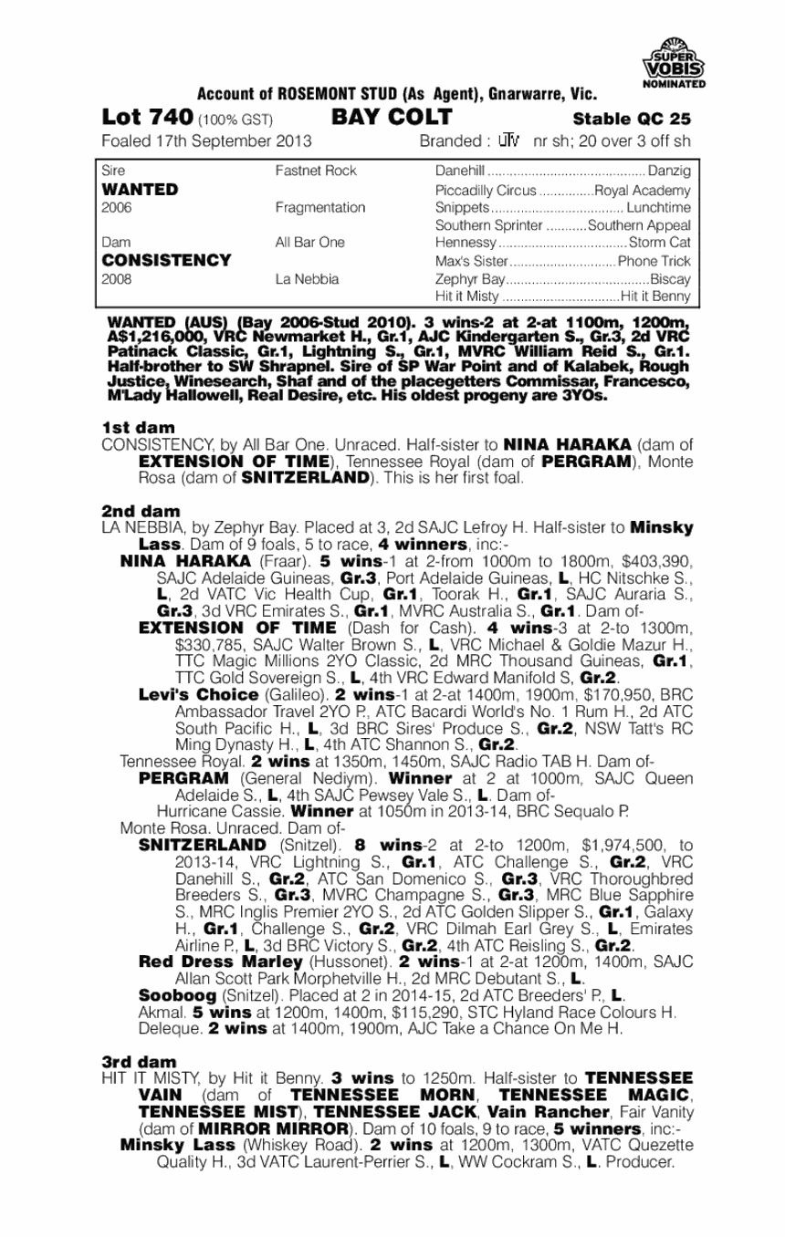 Wanted (AUS) / Consistency (AUS) - pedigree
