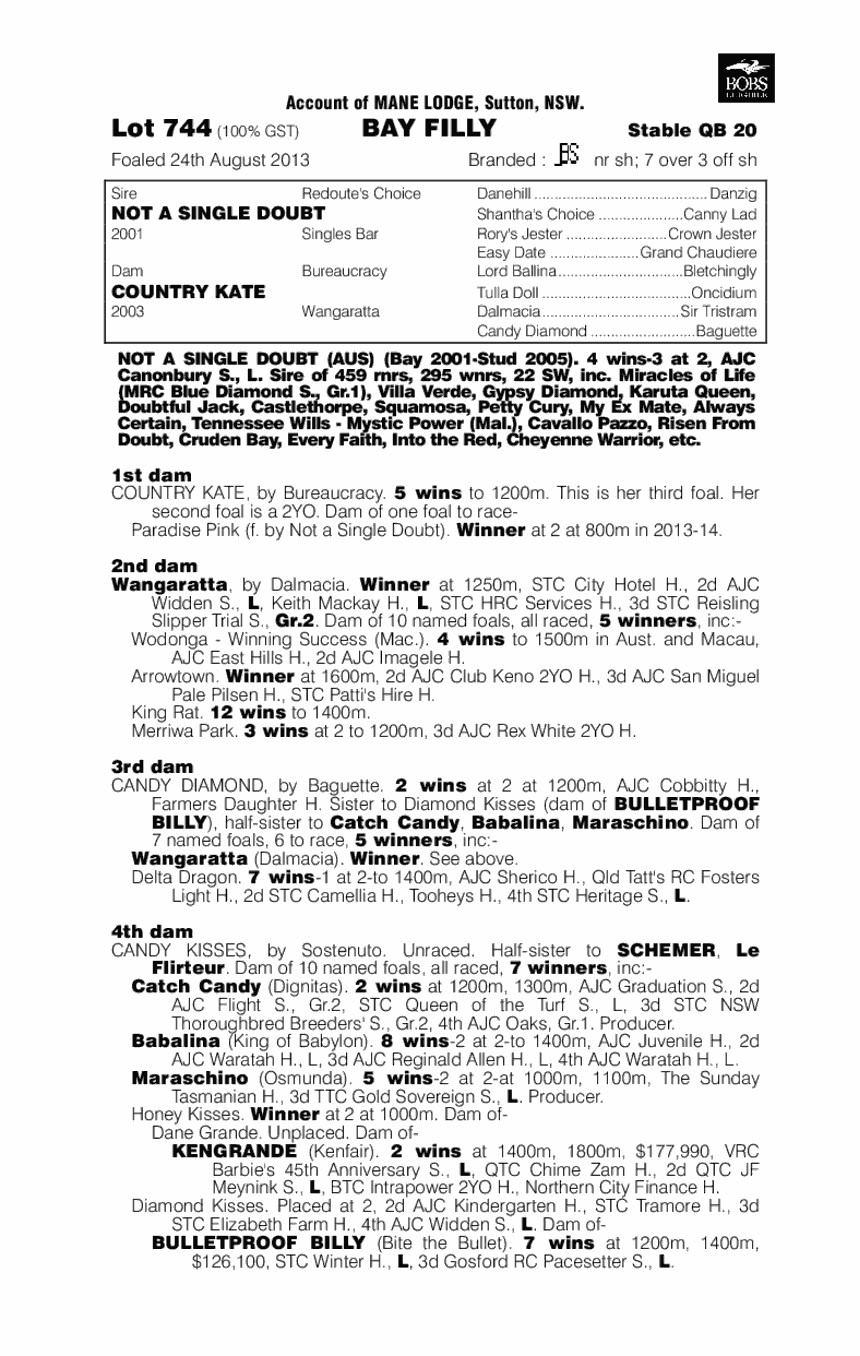 Not A Wildwood (AUS) - pedigree