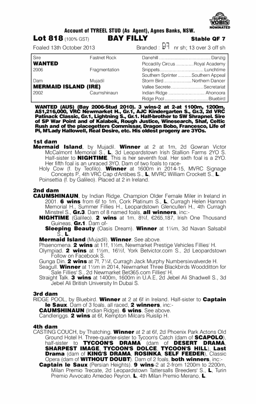 Ocean Magic (AUS) - pedigree