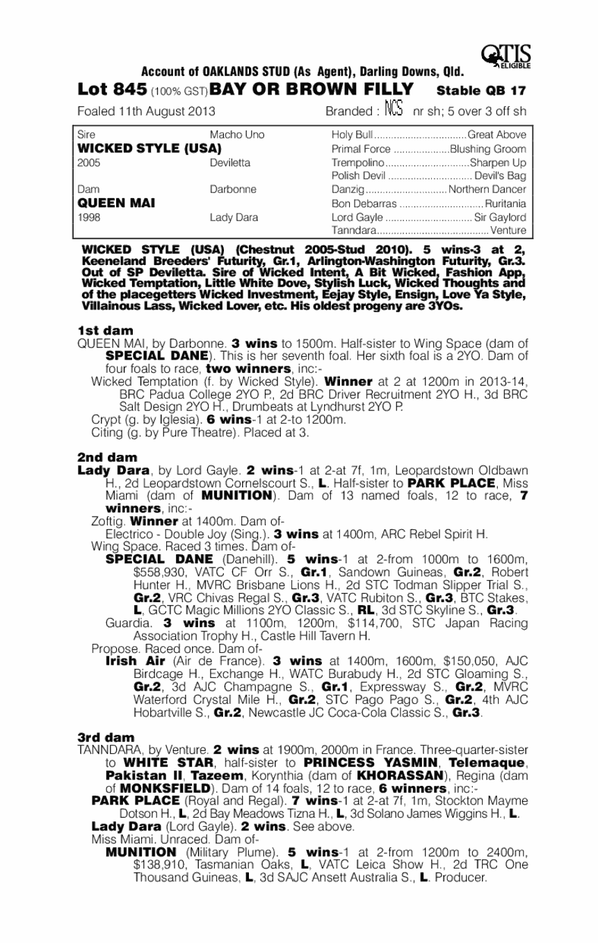 Wicked Queen (AUS) - pedigree
