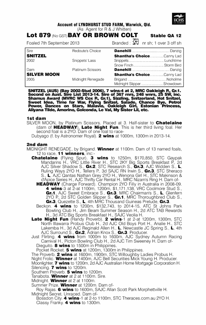 Snitzel (AUS) / Silver Moon (AUS) - pedigree