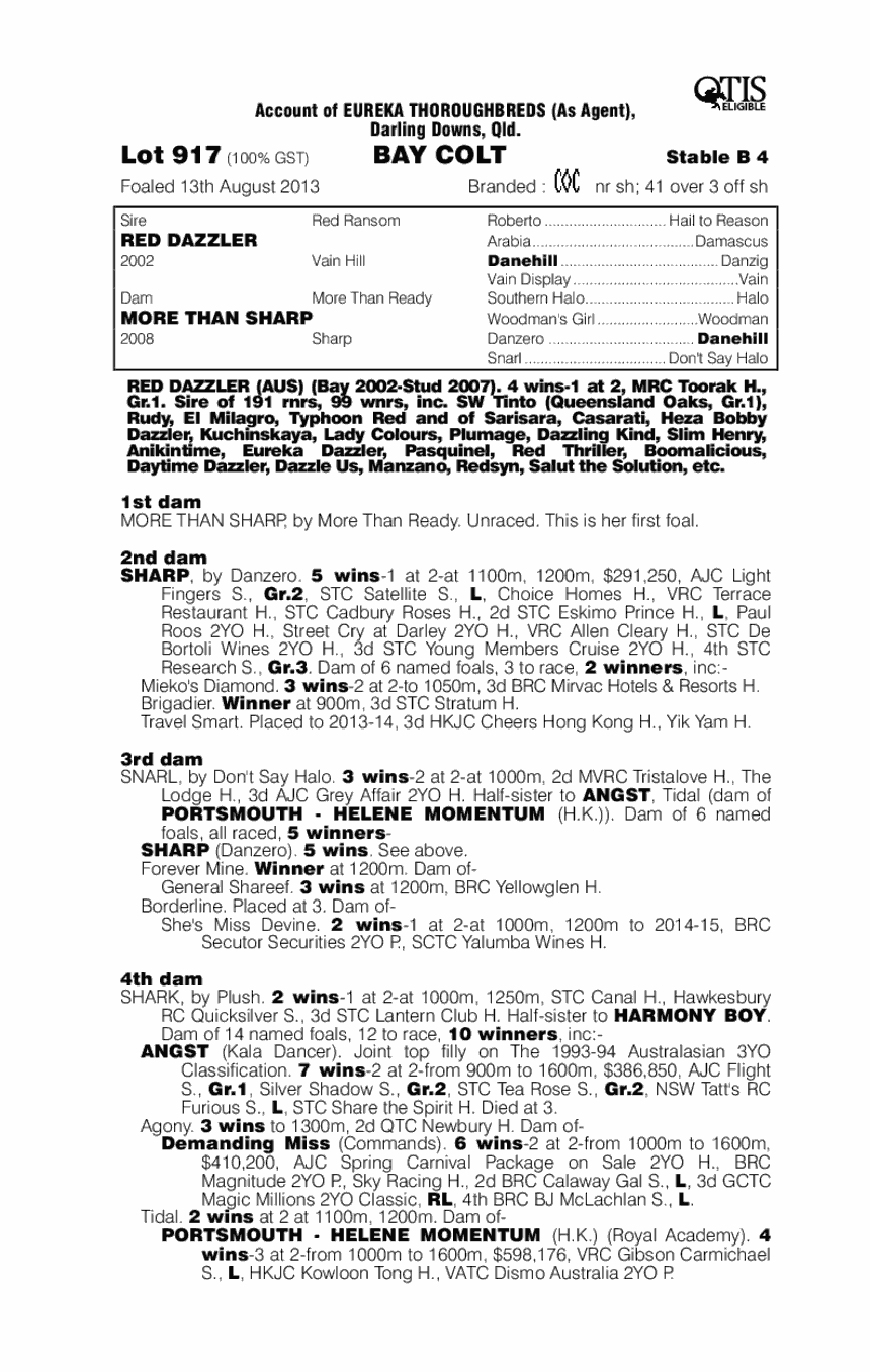 Red Dazzler (AUS) / More Than Sharp (AUS) - pedigree