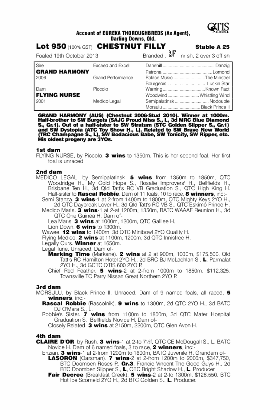 Grand Harmony (AUS) / Flying Nurse (AUS) - pedigree