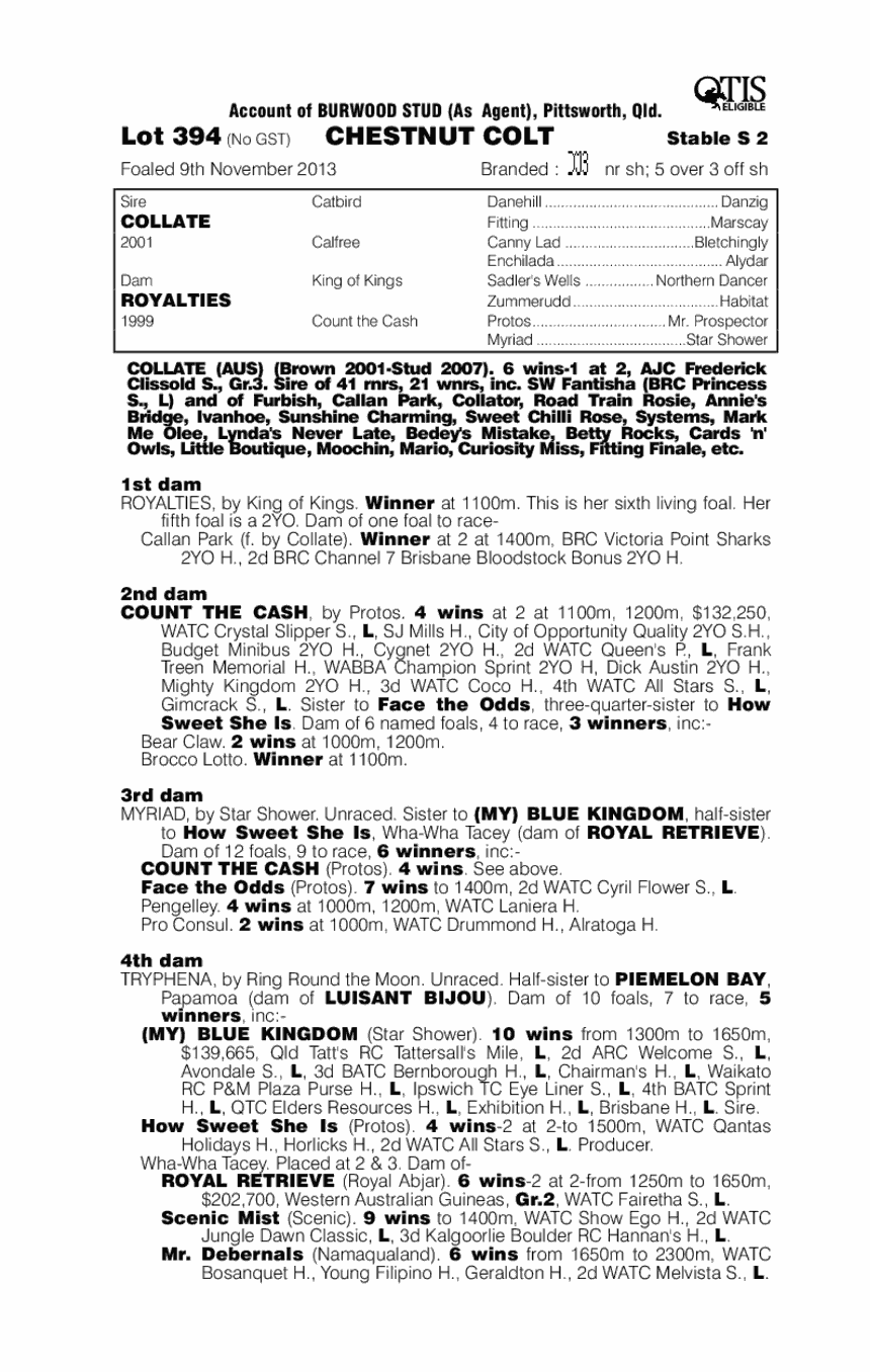 Collate (AUS) / Royalties (AUS) - pedigree